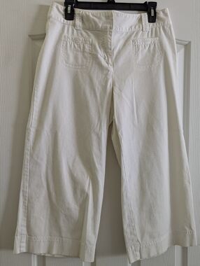 Rafaella Cream Wide-Leg Crop Jeans